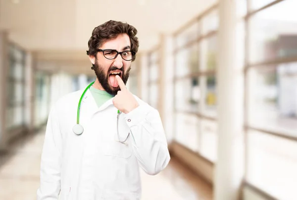 Giovane medico con segno di vomito — Foto Stock