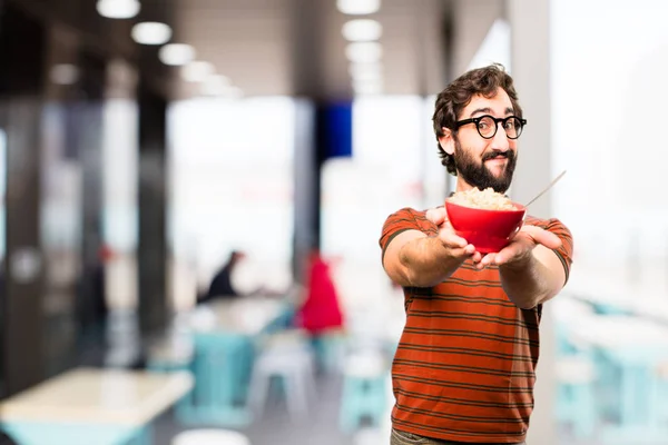 Jovem cool homem tomando café da manhã — Fotografia de Stock