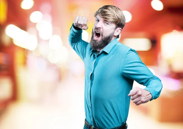 young blonde man fighting