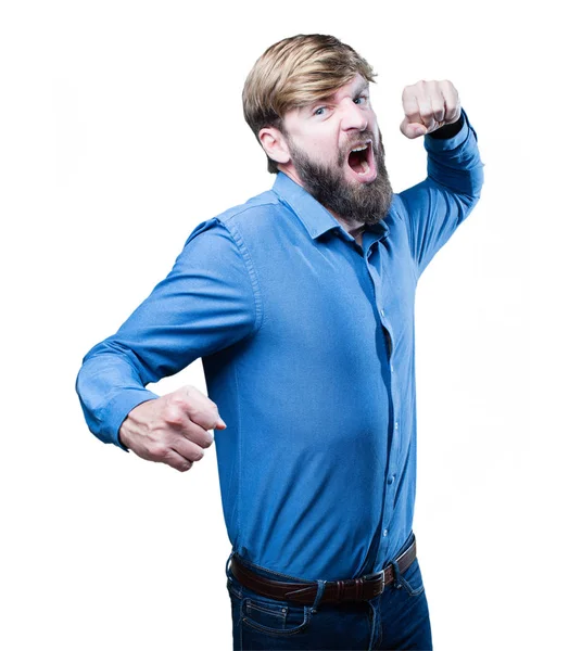 Young blonde man fighting — Stock Photo, Image