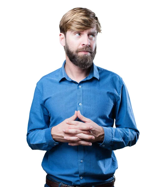 Young blonde man confused — Stock Photo, Image