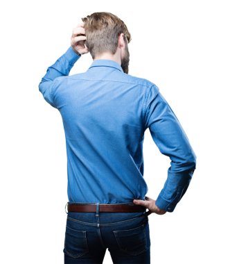 Genç sarışın adam geri