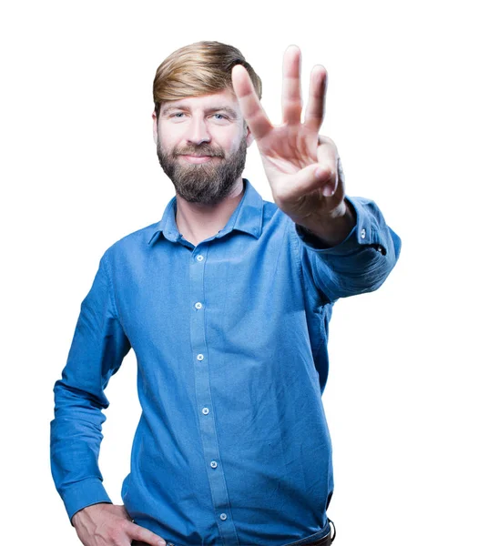 Man with number three sign — Stock Photo, Image