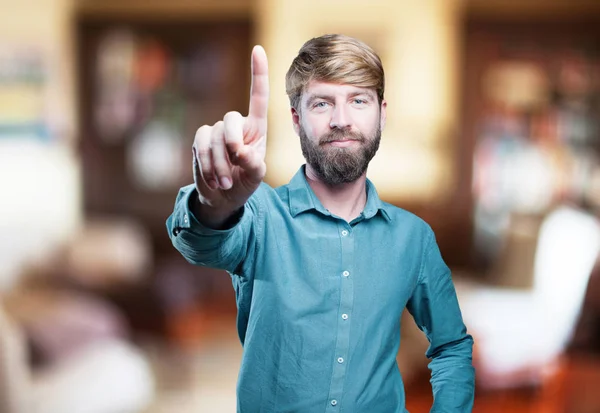 Man with number one sign — Stock Photo, Image