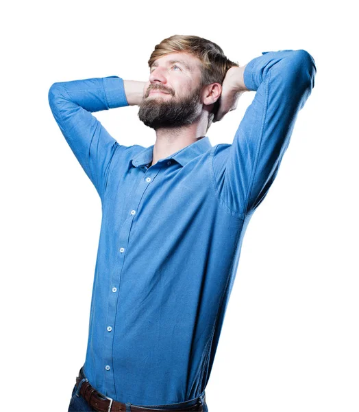 Junger blonder Mann in befriedigender Pose — Stockfoto