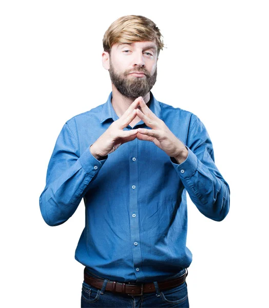 Ung blond man tänker — Stockfoto