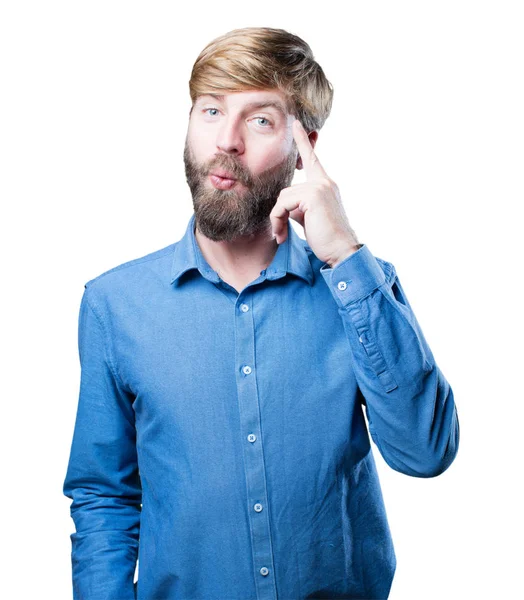 Junger blonder Mann hat eine Idee — Stockfoto