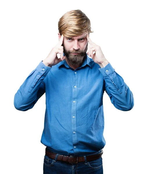 Jonge blonde man denken — Stockfoto