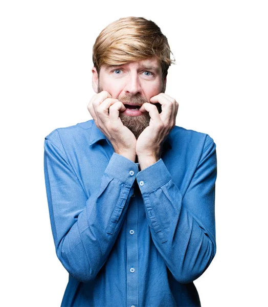 Young scared blonde man — Stock Photo, Image