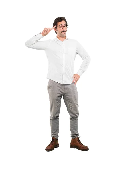 Young Crazy Man Thinking Confused Full Body Cutout Person White — Stock Photo, Image