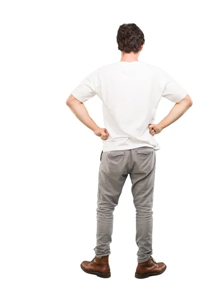 Young Crazy Man Facing Challenge Proud Pose Full Body Cutout — Stock Photo, Image