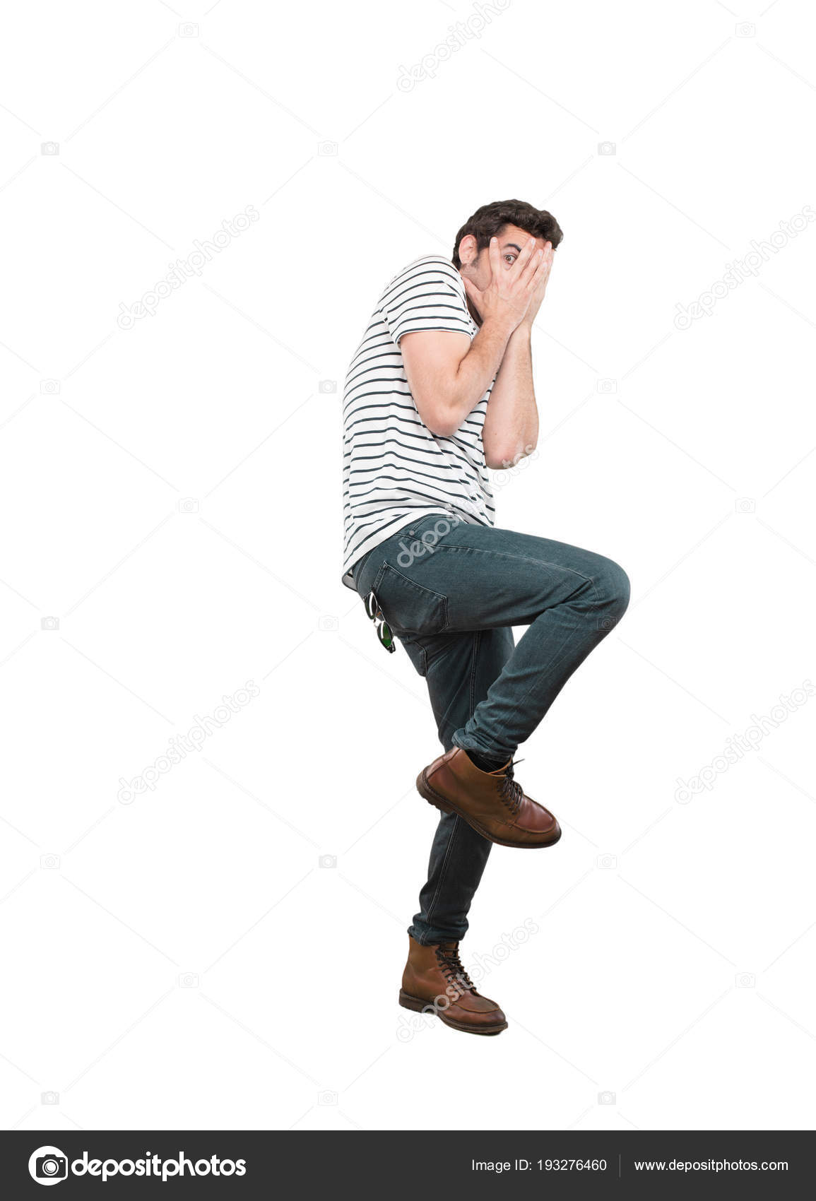 Young Crazy Man Scared Expression Full Body Cutout Person White Stock Photo  by ©kues 193276460