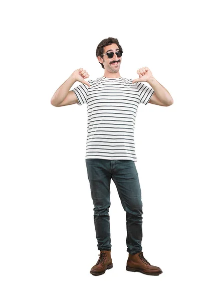 Young Crazy Man Proud Pose Full Body Cutout Person White — Stock Photo, Image