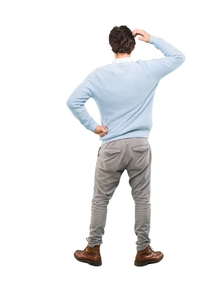 Young Crazy Man Thinking Confused Full Body Cutout Person White — Stock Photo, Image