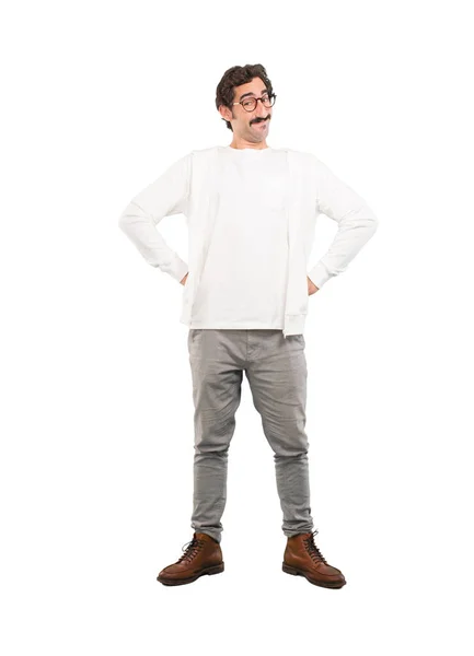 Young Crazy Man Facing Challenge Proud Pose Full Body Cutout — Stock Photo, Image