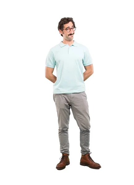 Young Crazy Man Proud Pose Full Body Cutout Person White — Stock Photo, Image