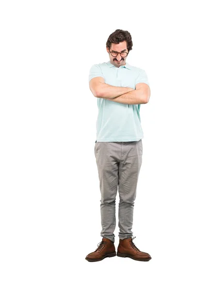 Young Crazy Man Angry Expression Full Body Cutout Person White — Stock Photo, Image