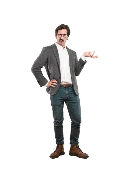 Young Crazy Man Thinking Confused Full Body Cutout Person White — Stock Photo, Image