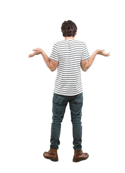 Young Crazy Man Thinking Confused Full Body Cutout Person White — Stock Photo, Image