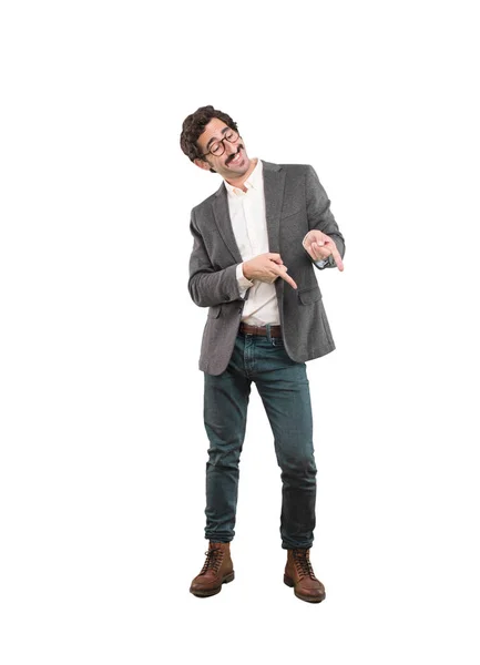 Young Crazy Man Dancing Full Body Cutout Person White Background Stock Picture