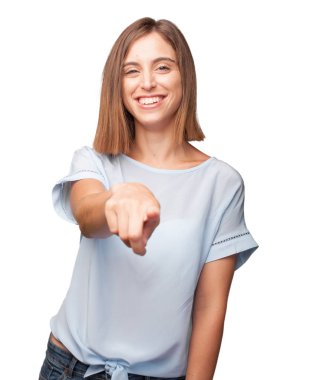 genç güzel kadın işaret