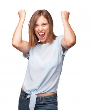 kazanan ifade ile genç güzel kadın