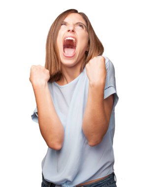 kazanan ifade ile genç güzel kadın