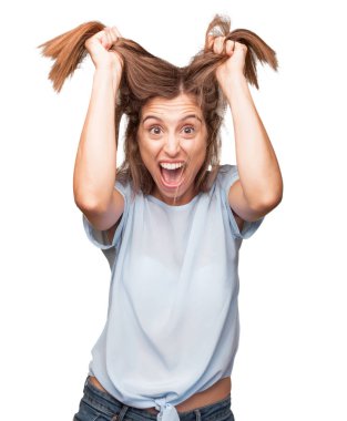 genç güzel kadın deli poz