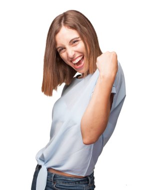 kazanan ifade ile genç güzel kadın