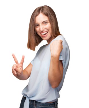 kazanan ifade ile genç güzel kadın