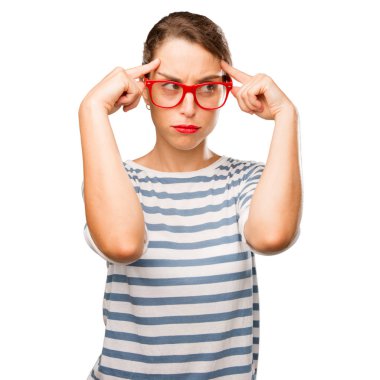 genç güzel kadın konsantre