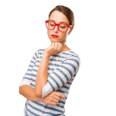 düşünme veya ifade şüphe genç güzel kadın