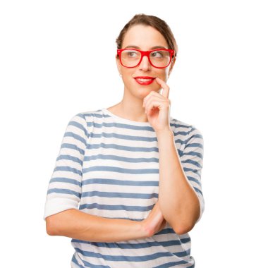 düşünme veya ifade şüphe genç güzel kadın