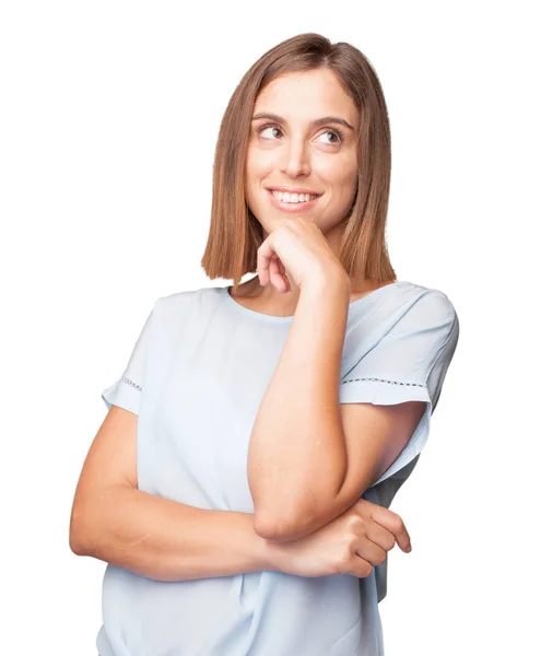 Jovem Mulher Bonita Pensando — Fotografia de Stock