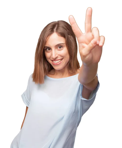 Young Pretty Woman Victory Expression — Stock Photo, Image