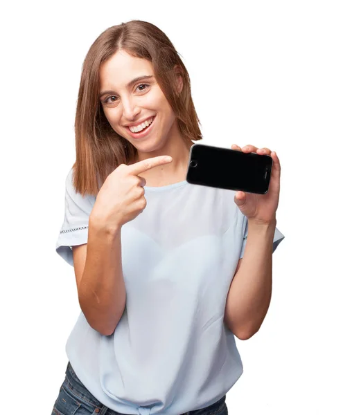 Giovane Bella Donna Con Uno Smartphone — Foto Stock