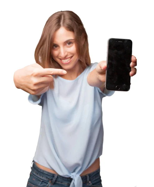 Young Pretty Woman Smartphone — Stock Photo, Image