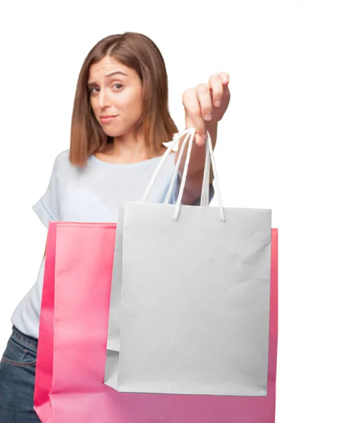 買い物袋を持つ若いきれいな女性 — ストック写真