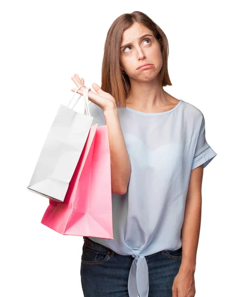 Joven Bonita Mujer Con Bolsas Compras —  Fotos de Stock