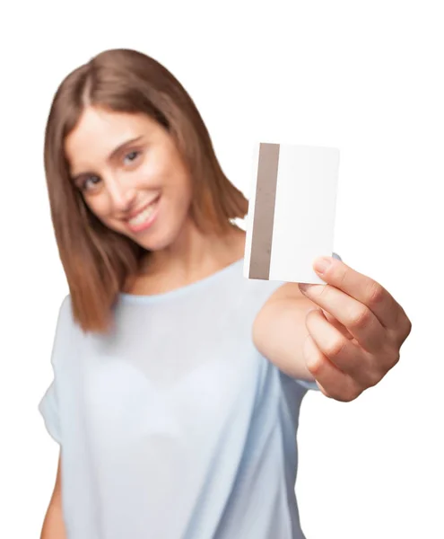 Young Pretty Woman Credit Card — Stock Photo, Image