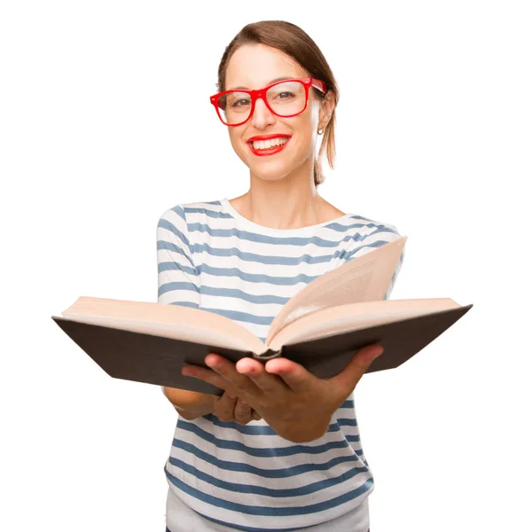 Joven Bonita Mujer Con Libro — Foto de Stock