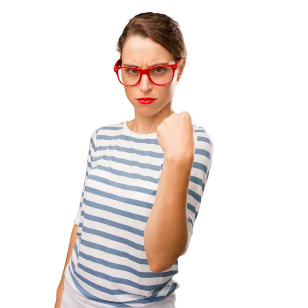 Young Pretty Woman Angry Expression — Stock Photo, Image