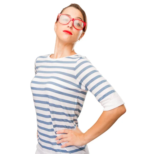 Proud Young Pretty Woman Facing Challenge Pose — Stock Photo, Image