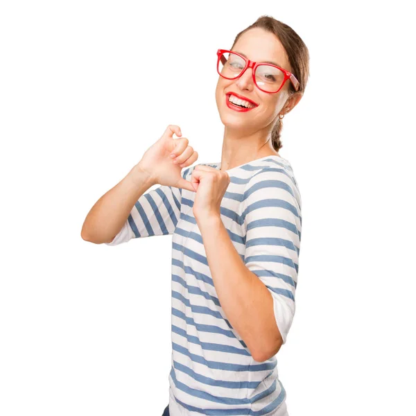 Proud Young Pretty Woman Facing Challenge Pose — Stock Photo, Image