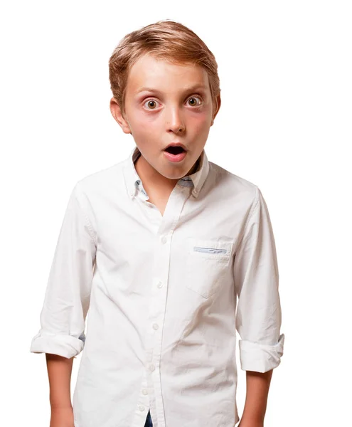 Young Boy Shocked Expression — Stock Photo, Image