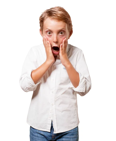 Young Boy Shocked Expression — Stock Photo, Image