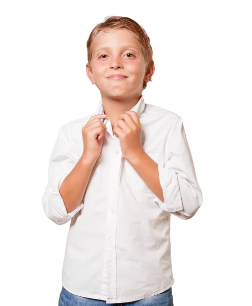 Jeune Garçon Blond Dans Pose Fière — Photo