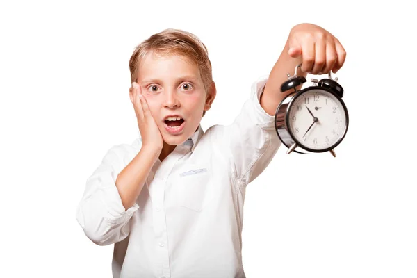 Young Boy Alarm Clock — Stock Photo, Image