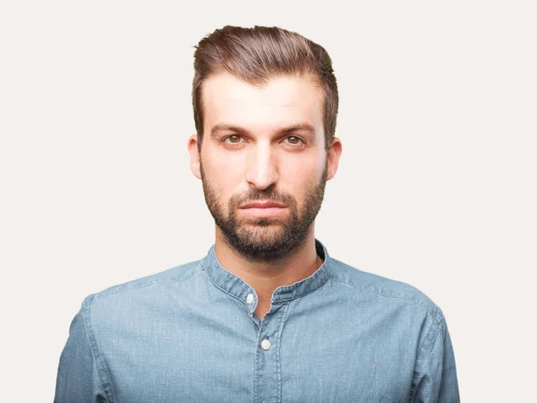 Ung Vacker Man Klädd Blå Tröja Person Som Isolerade Mot — Stockfoto