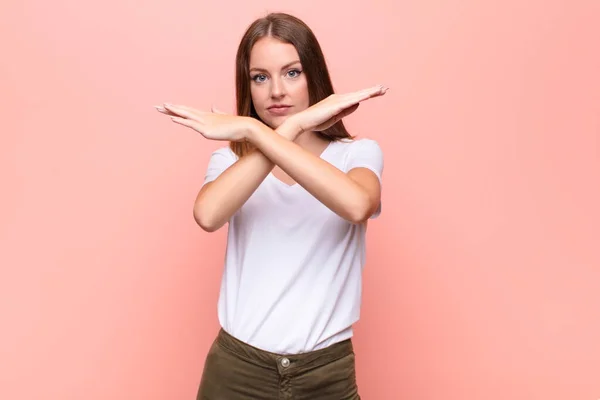 Junge Rote Kopf Frau Die Genervt Und Krank Von Ihrer — Stockfoto